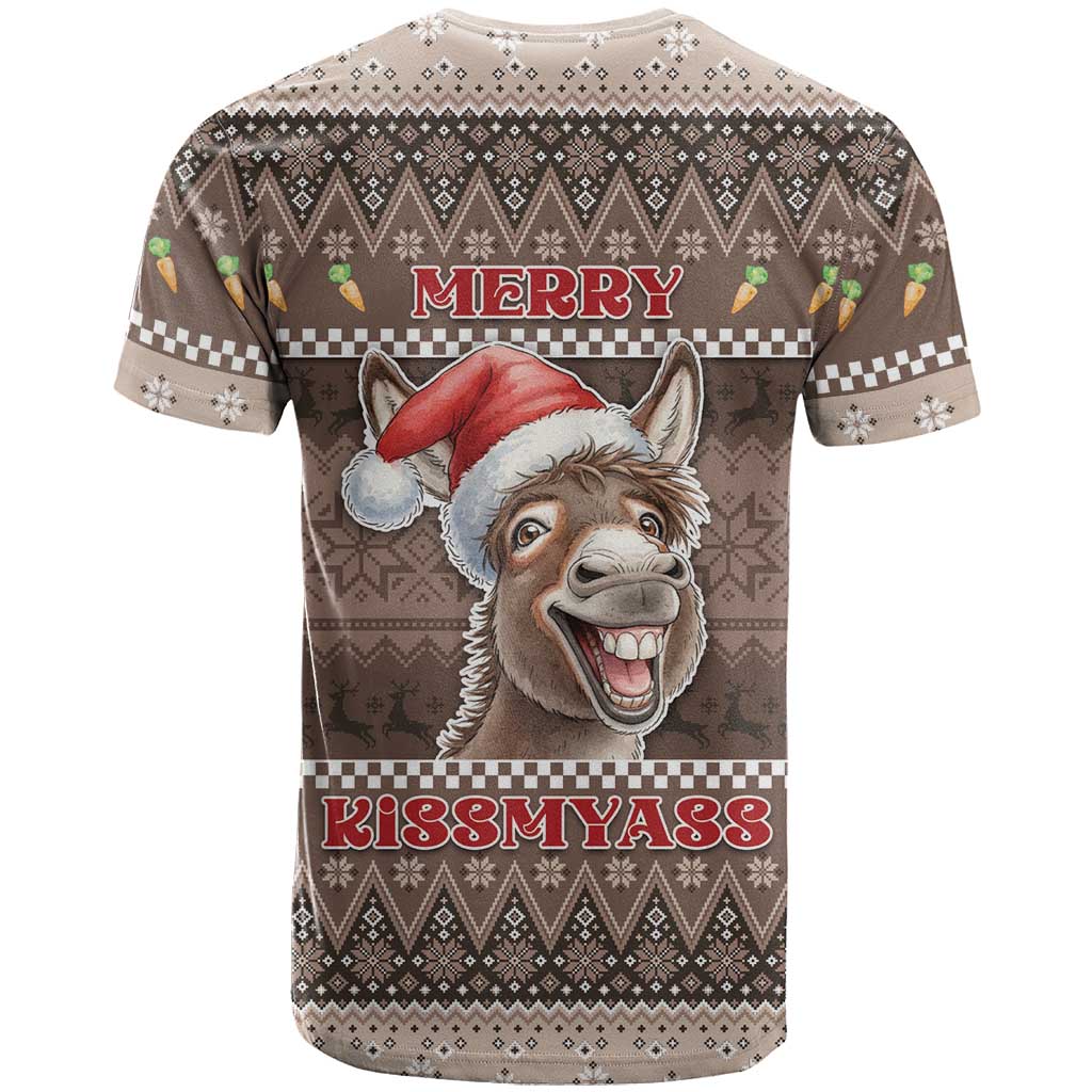 Donkey Christmas T Shirt Merry Kiss My Ass - Wonder Print Shop