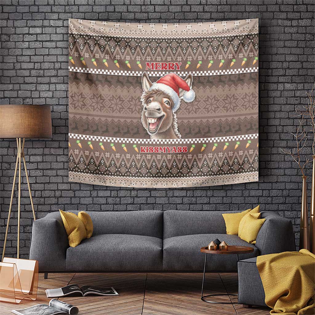 Donkey Christmas Tapestry Merry Kiss My Ass - Wonder Print Shop