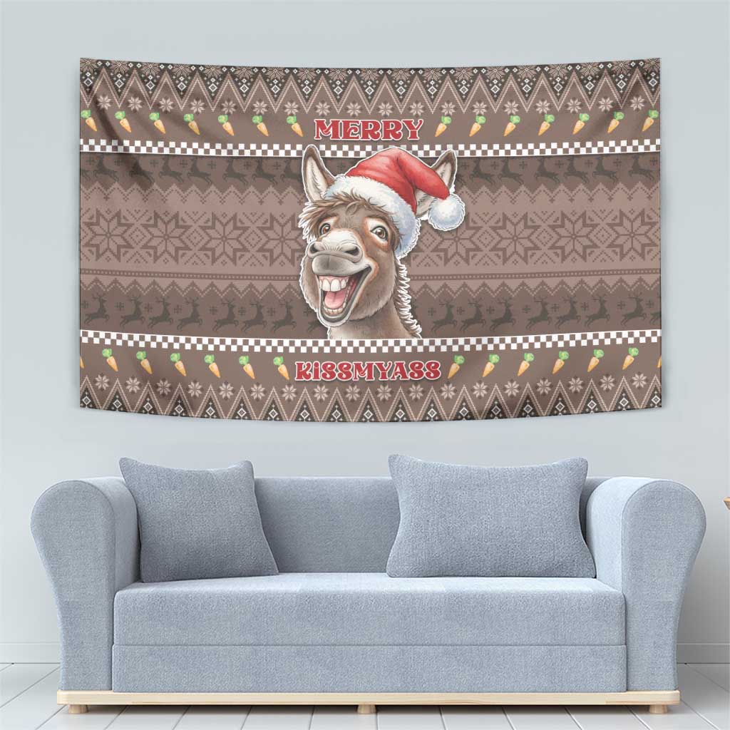 Donkey Christmas Tapestry Merry Kiss My Ass - Wonder Print Shop