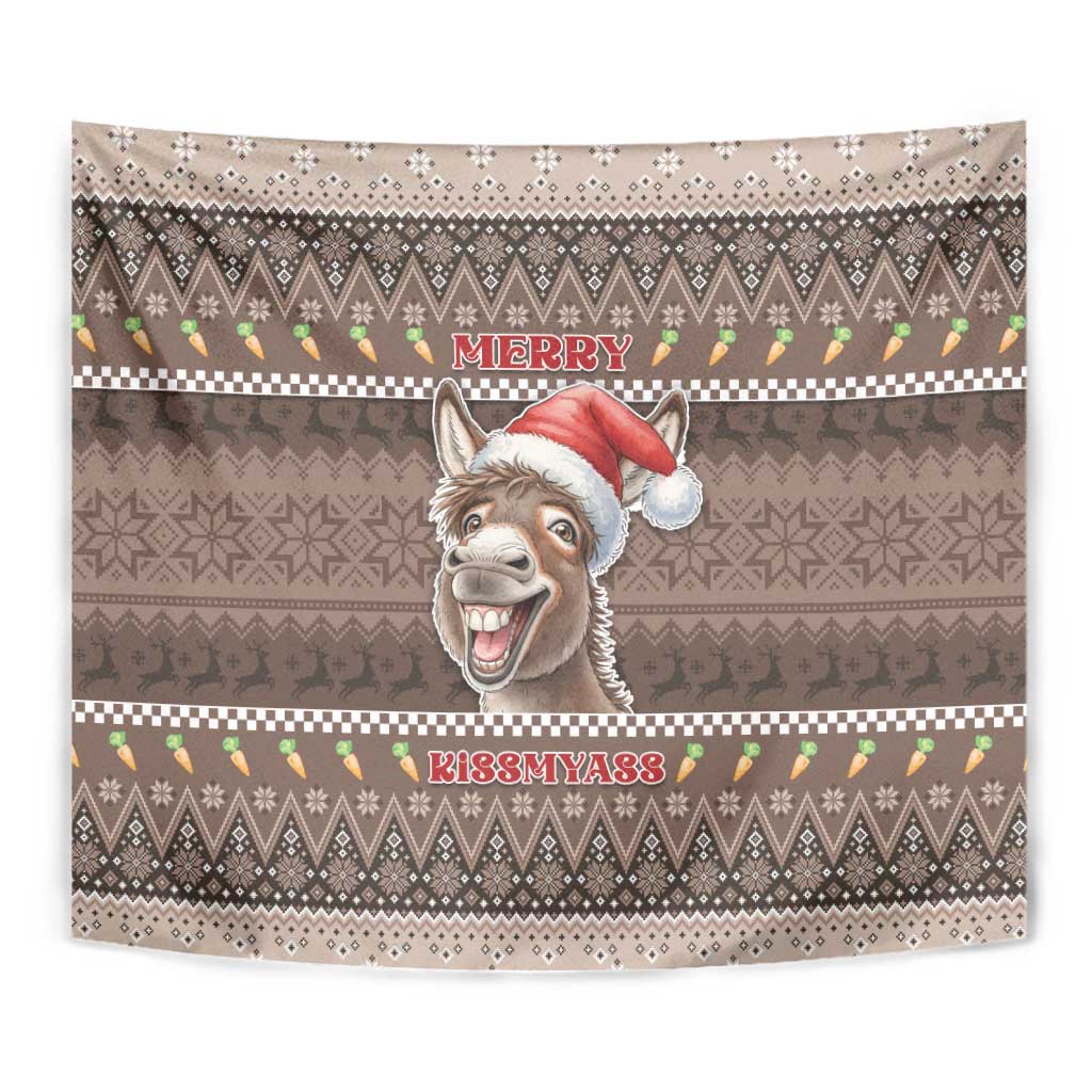 Donkey Christmas Tapestry Merry Kiss My Ass - Wonder Print Shop
