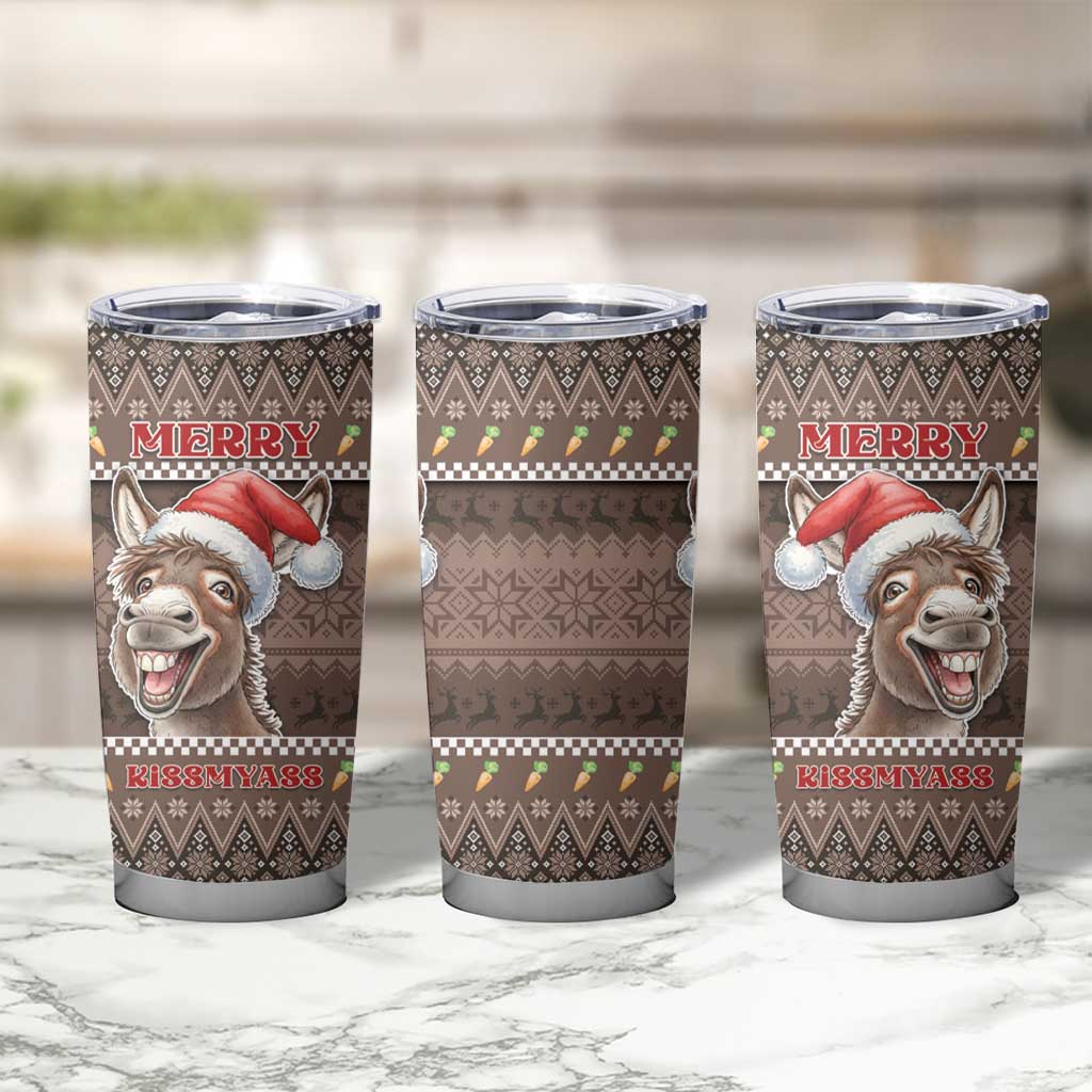 Donkey Christmas Tumbler Cup Merry Kiss My Ass - Wonder Print Shop