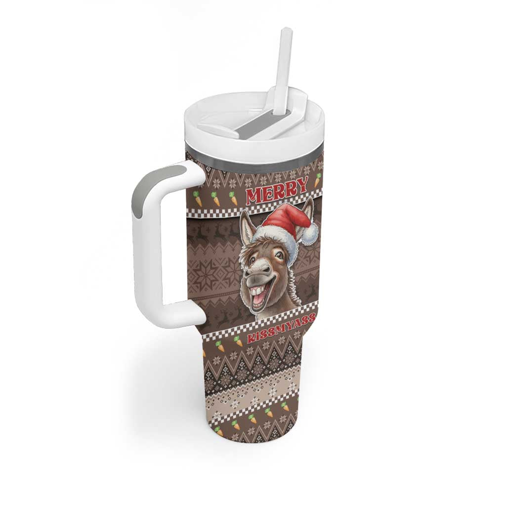 Donkey Christmas Tumbler With Handle Merry Kiss My Ass - Wonder Print Shop
