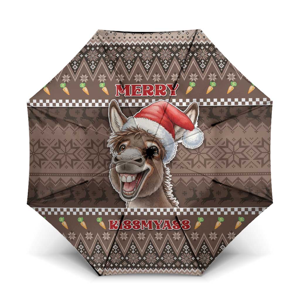 Donkey Christmas Umbrella Merry Kiss My Ass - Wonder Print Shop