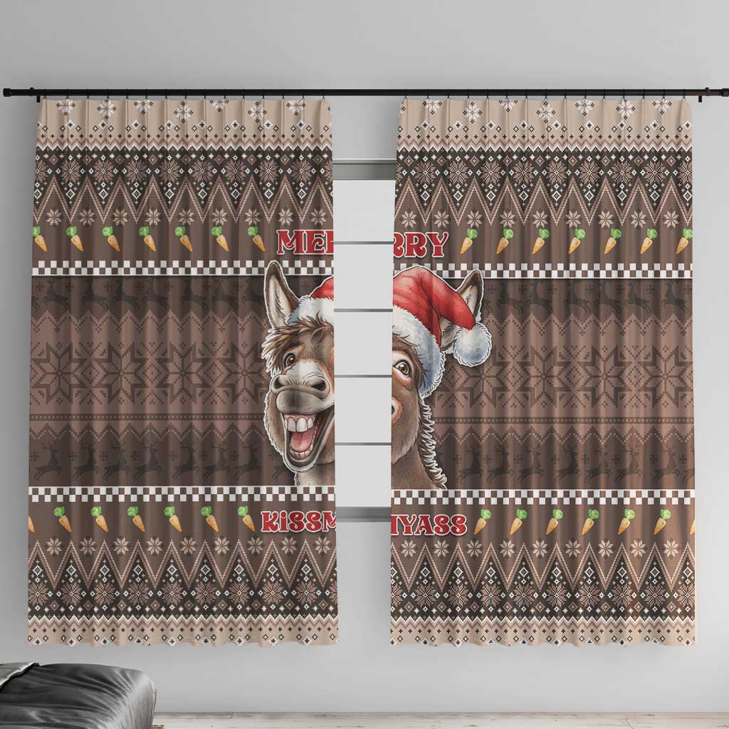 Donkey Christmas Window Curtain Merry Kiss My Ass - Wonder Print Shop
