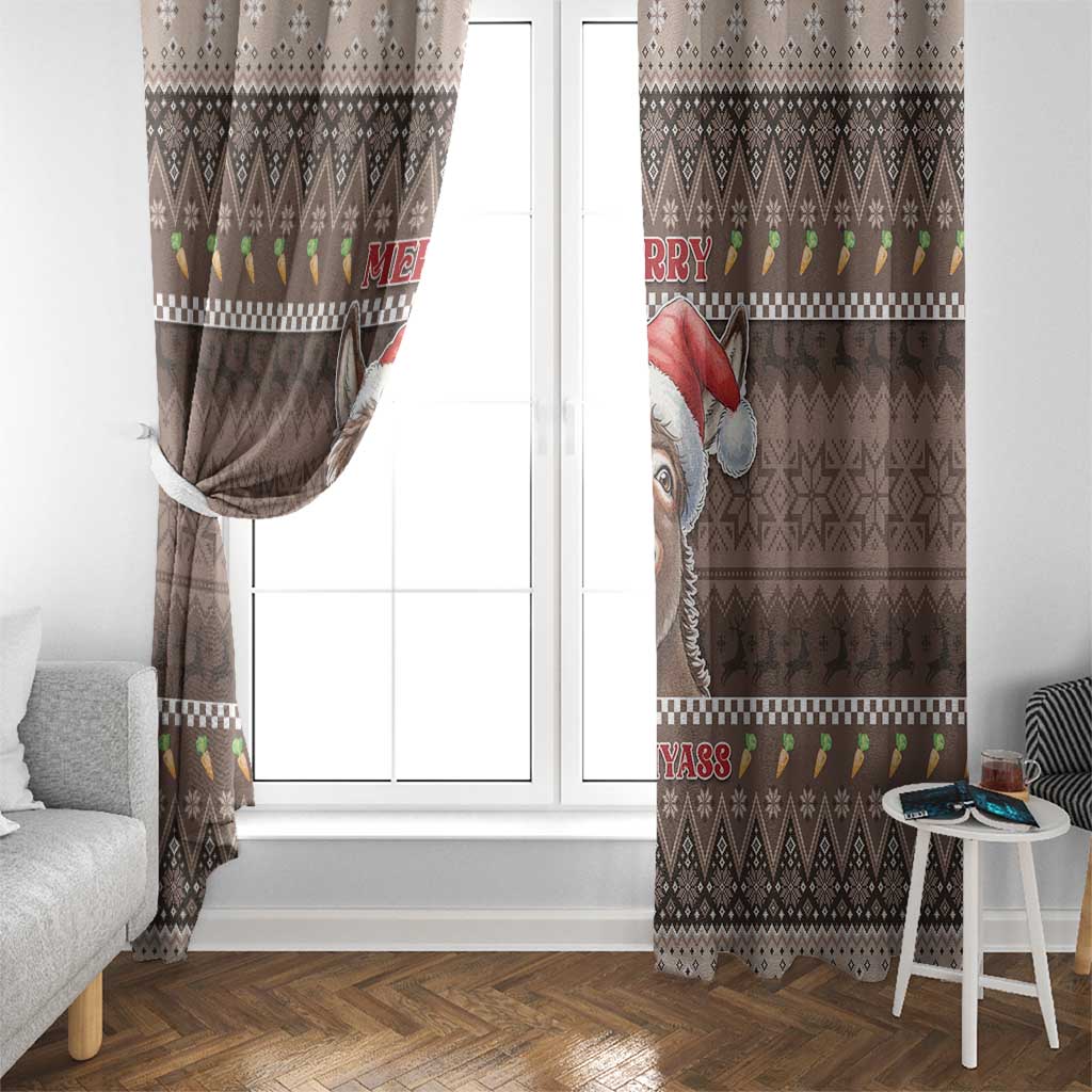 Donkey Christmas Window Curtain Merry Kiss My Ass - Wonder Print Shop