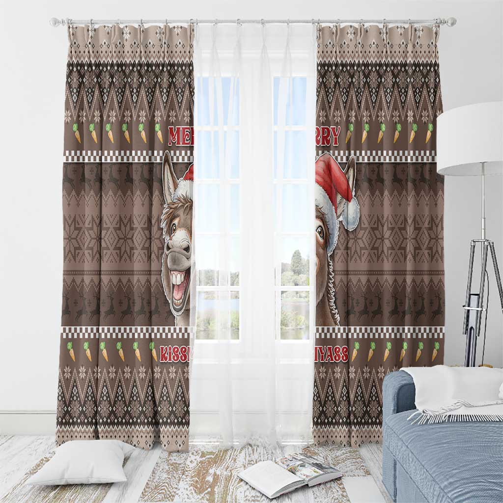 Donkey Christmas Window Curtain Merry Kiss My Ass - Wonder Print Shop