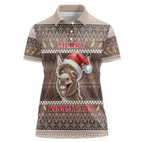 Donkey Christmas Women Polo Shirt Merry Kiss My Ass - Wonder Print Shop
