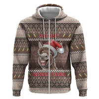 Donkey Christmas Zip Hoodie Merry Kiss My Ass - Wonder Print Shop
