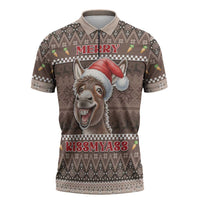 Donkey Christmas Zipper Polo Shirt Merry Kiss My Ass - Wonder Print Shop
