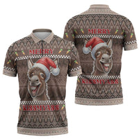 Donkey Christmas Zipper Polo Shirt Merry Kiss My Ass - Wonder Print Shop