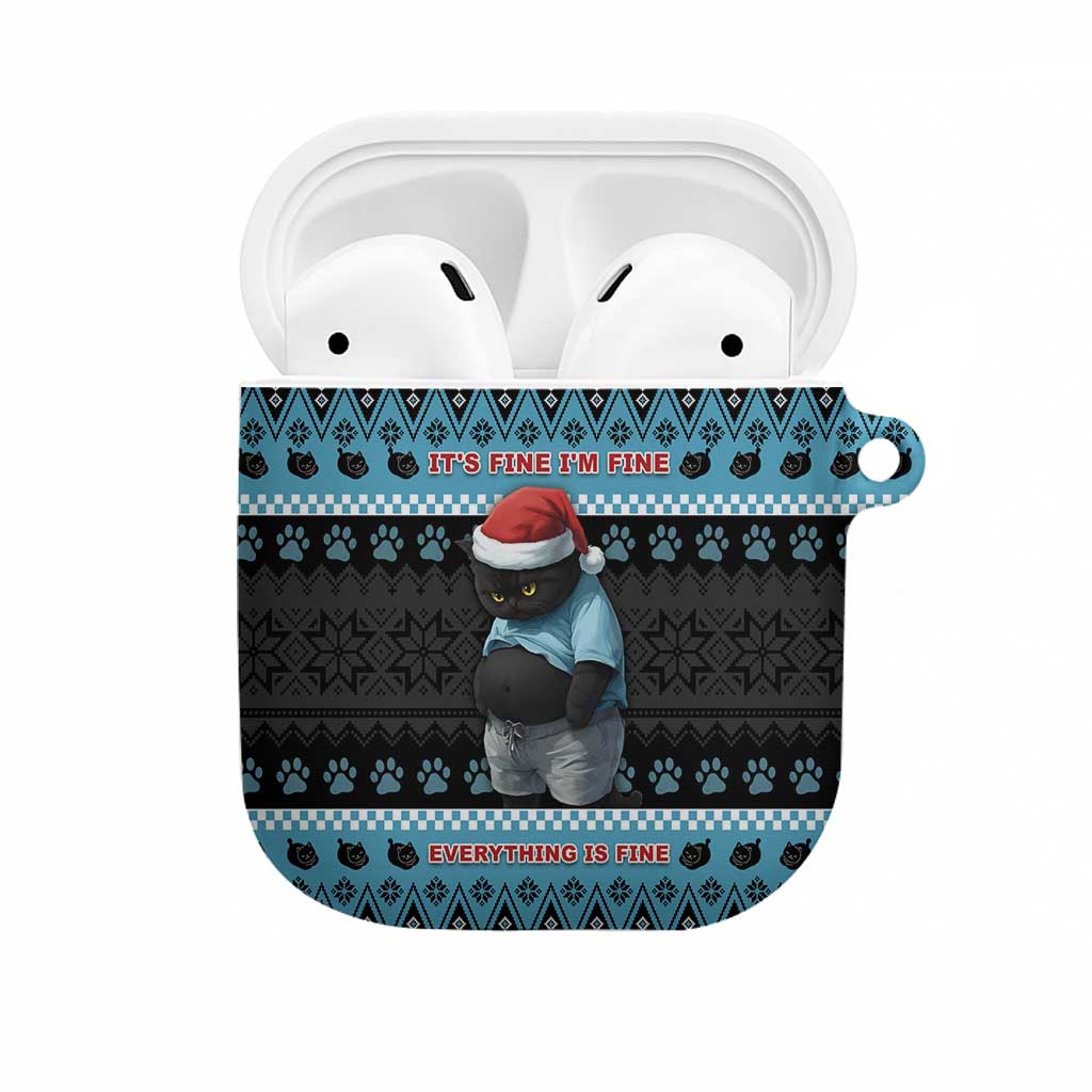 Cat Christmas AirPods Case It’s Fine I’m Fine Everything Is Fine - Wonder Print Shop
