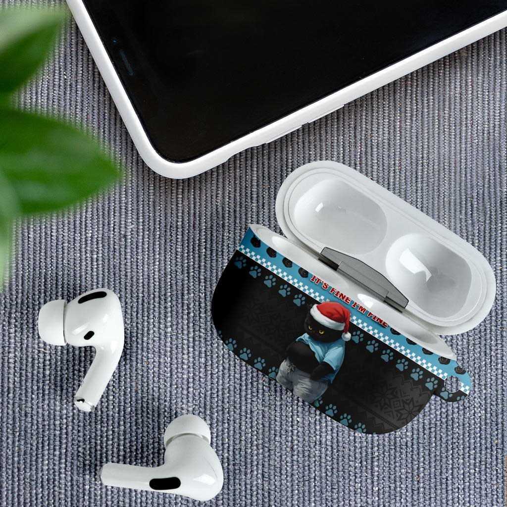 Cat Christmas AirPods Case It’s Fine I’m Fine Everything Is Fine - Wonder Print Shop