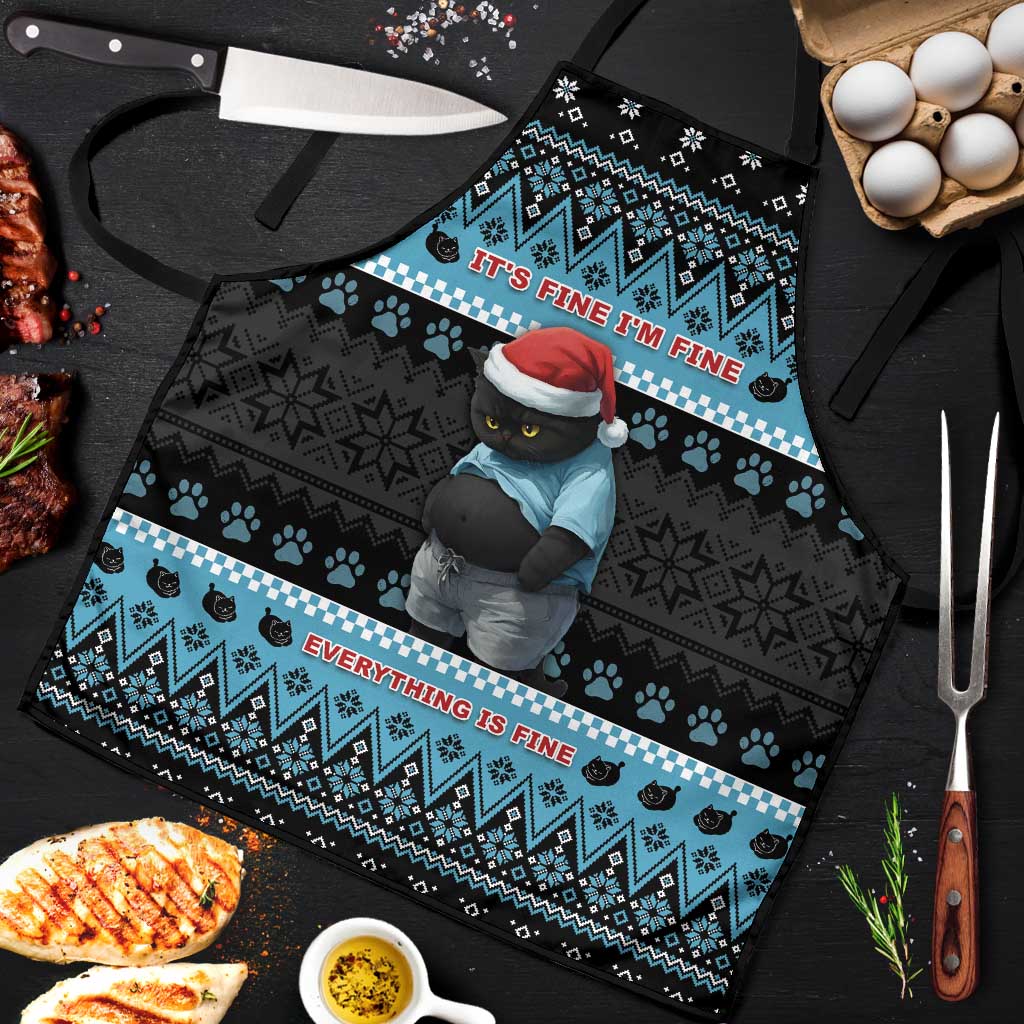 Cat Christmas Apron It’s Fine I’m Fine Everything Is Fine - Wonder Print Shop