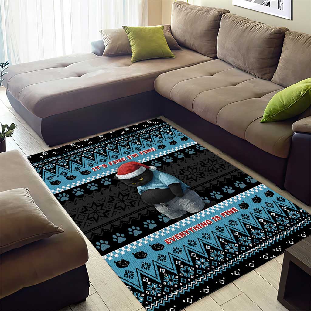 Cat Christmas Area Rug It’s Fine I’m Fine Everything Is Fine - Wonder Print Shop