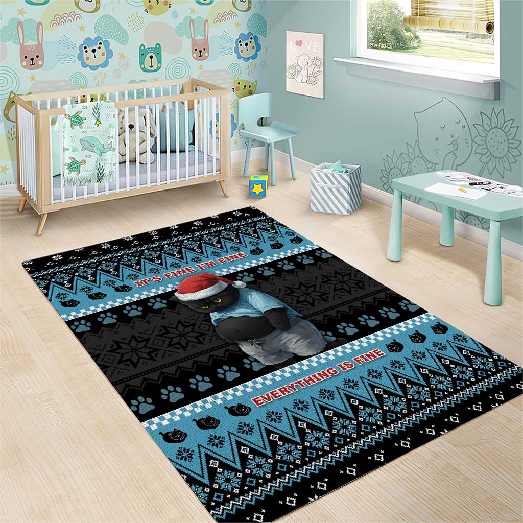 Cat Christmas Area Rug It’s Fine I’m Fine Everything Is Fine - Wonder Print Shop