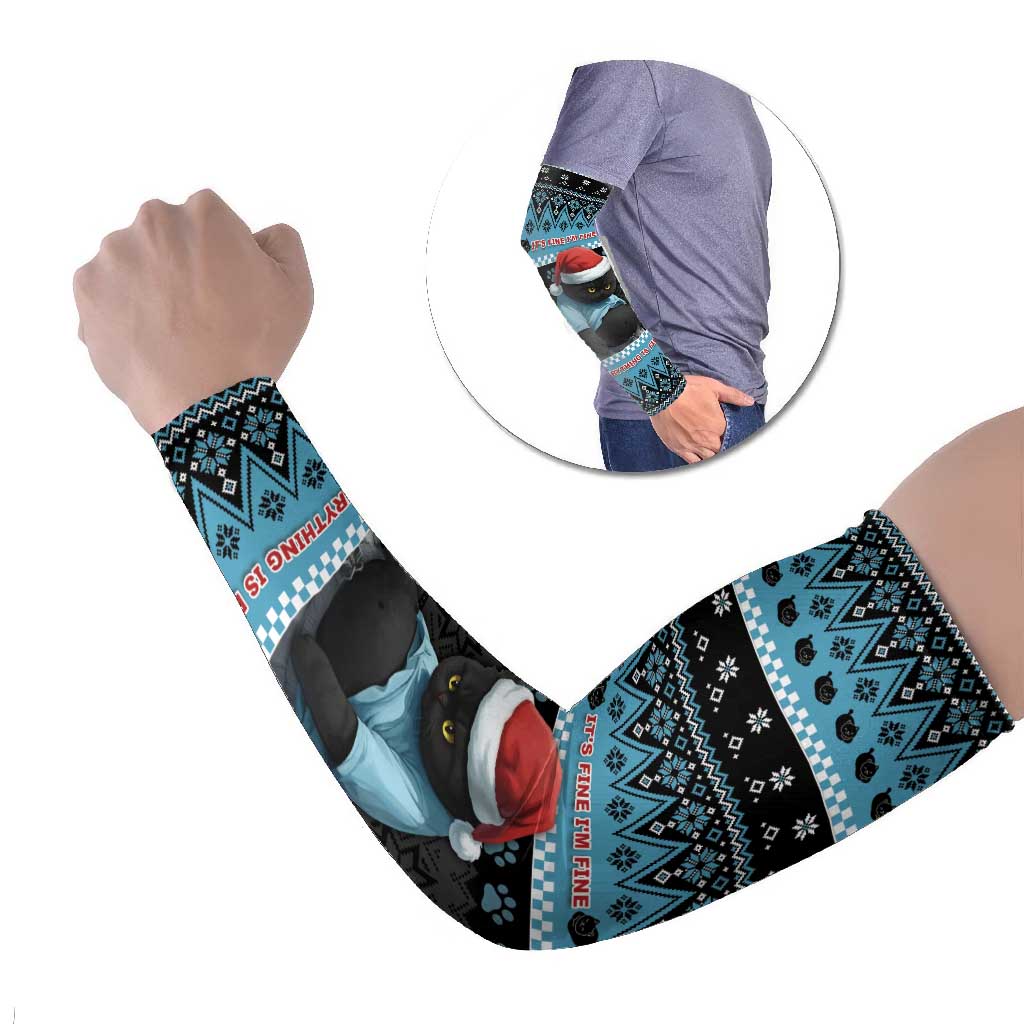 Cat Christmas Arm Sleeves It’s Fine I’m Fine Everything Is Fine - Wonder Print Shop