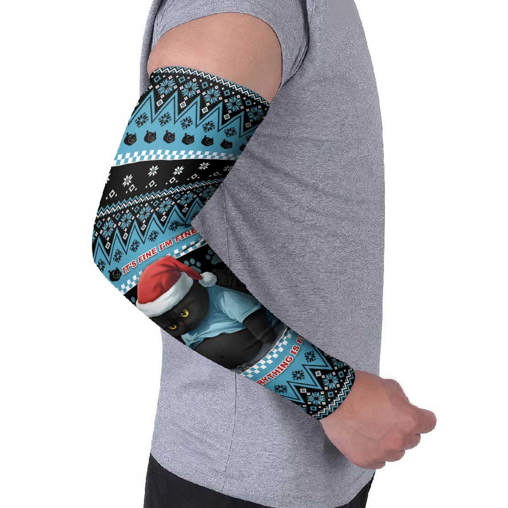 Cat Christmas Arm Sleeves It’s Fine I’m Fine Everything Is Fine - Wonder Print Shop