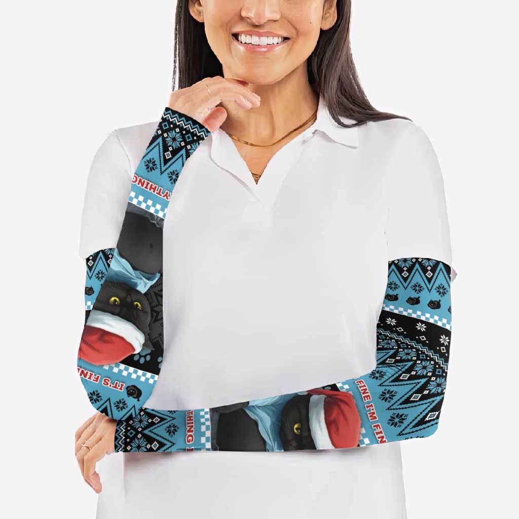 Cat Christmas Arm Sleeves It’s Fine I’m Fine Everything Is Fine - Wonder Print Shop