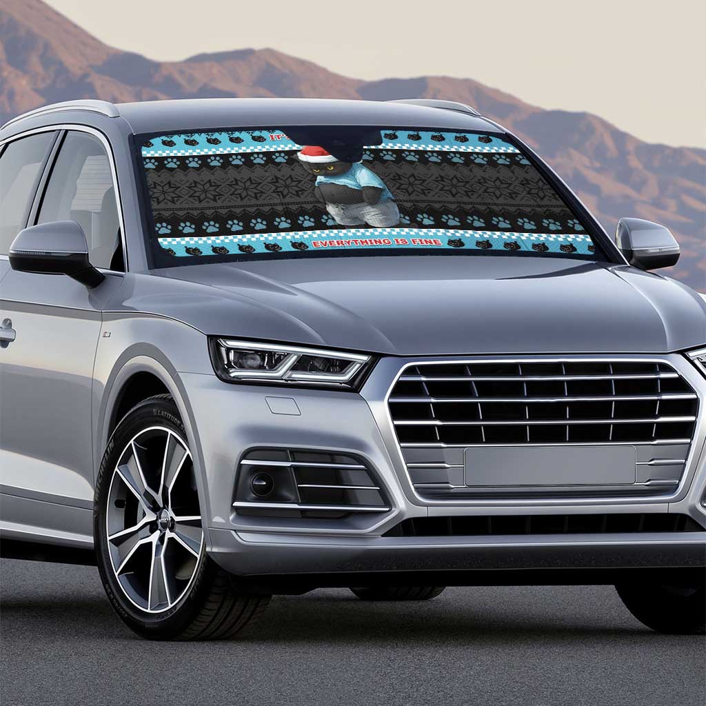 Cat Christmas Auto Sun Shade It’s Fine I’m Fine Everything Is Fine - Wonder Print Shop