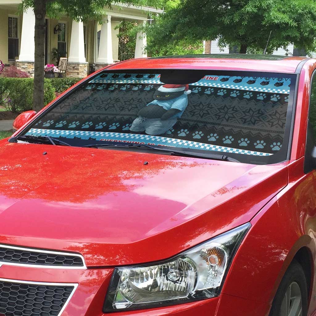 Cat Christmas Auto Sun Shade It’s Fine I’m Fine Everything Is Fine - Wonder Print Shop