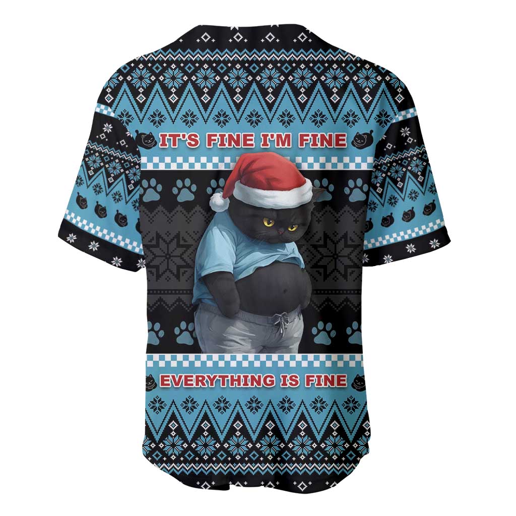 Cat Christmas Baseball Jersey It’s Fine I’m Fine Everything Is Fine - Wonder Print Shop