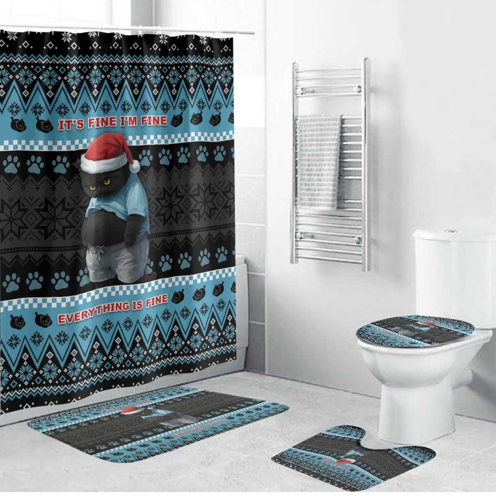 Cat Christmas Bathroom Set It’s Fine I’m Fine Everything Is Fine - Wonder Print Shop