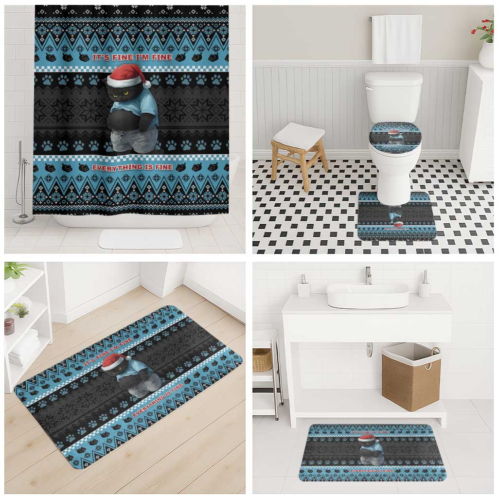 Cat Christmas Bathroom Set It’s Fine I’m Fine Everything Is Fine - Wonder Print Shop