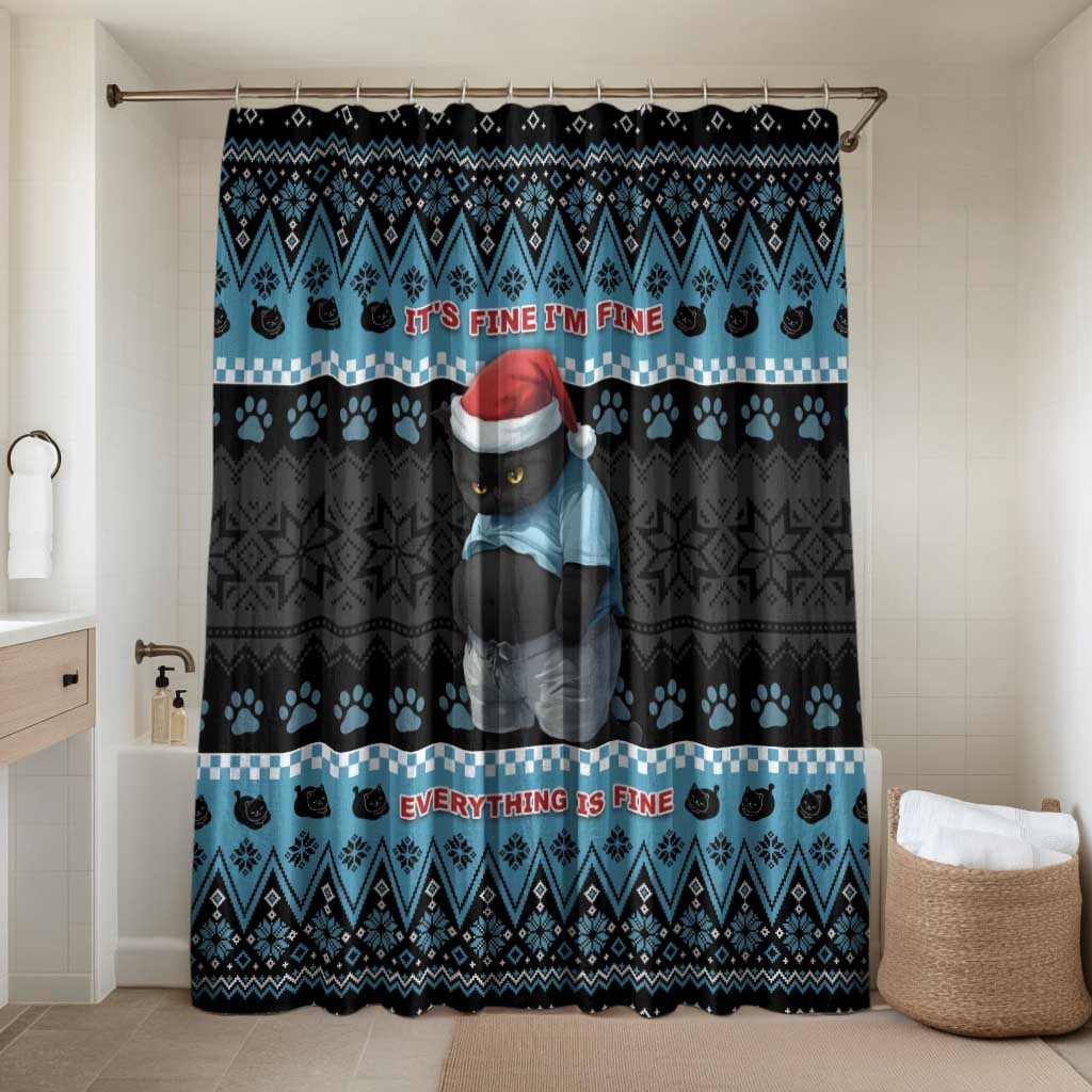 Cat Christmas Bathroom Set It’s Fine I’m Fine Everything Is Fine - Wonder Print Shop