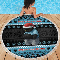 Cat Christmas Beach Blanket It’s Fine I’m Fine Everything Is Fine - Wonder Print Shop