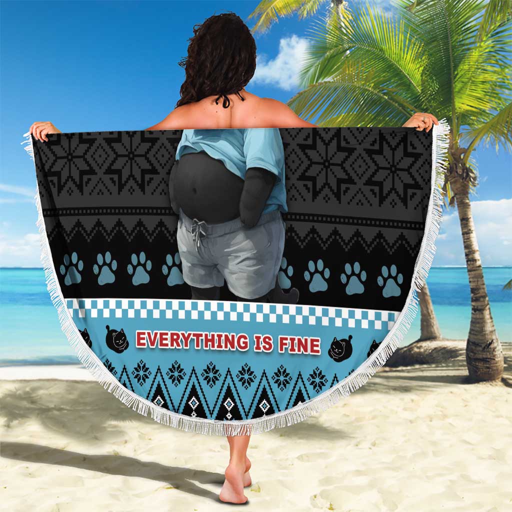Cat Christmas Beach Blanket It’s Fine I’m Fine Everything Is Fine - Wonder Print Shop