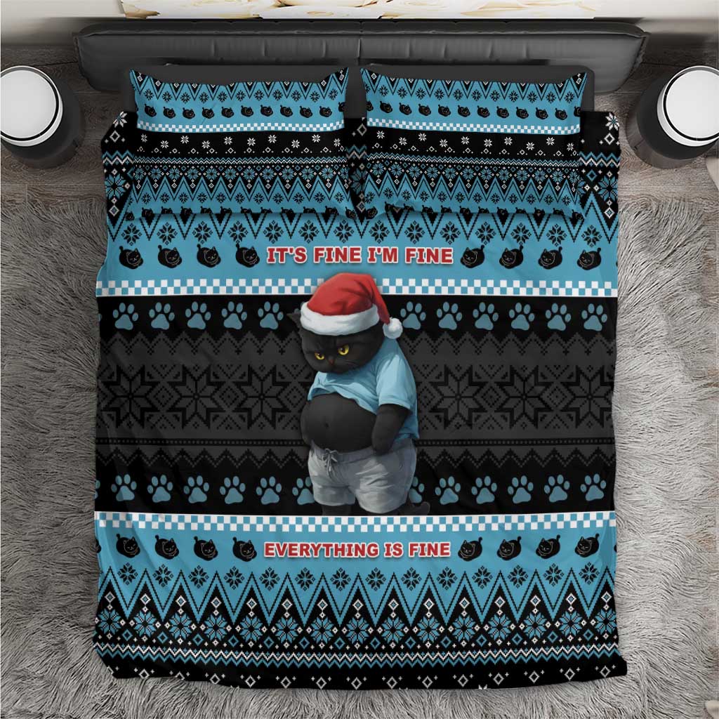 Cat Christmas Bedding Set It’s Fine I’m Fine Everything Is Fine - Wonder Print Shop