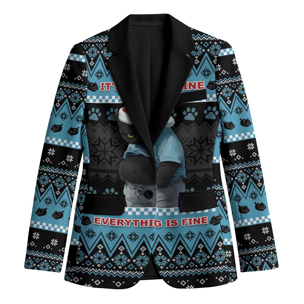 Cat Christmas Blazer It’s Fine I’m Fine Everything Is Fine - Wonder Print Shop