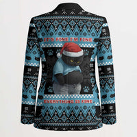 Cat Christmas Blazer It’s Fine I’m Fine Everything Is Fine - Wonder Print Shop