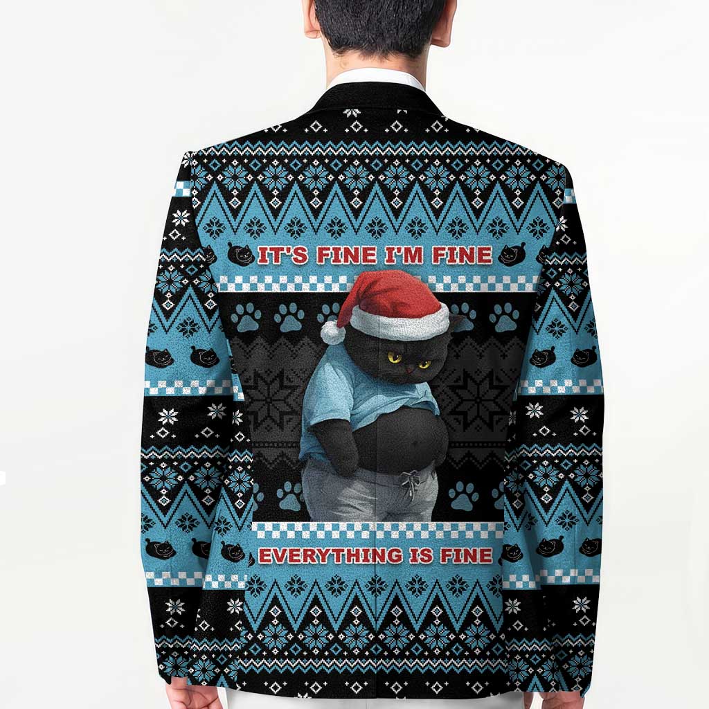 Cat Christmas Blazer It’s Fine I’m Fine Everything Is Fine - Wonder Print Shop
