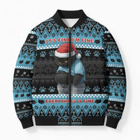 Cat Christmas Bomber Puffer Jacket It’s Fine I’m Fine Everything Is Fine - Wonder Print Shop