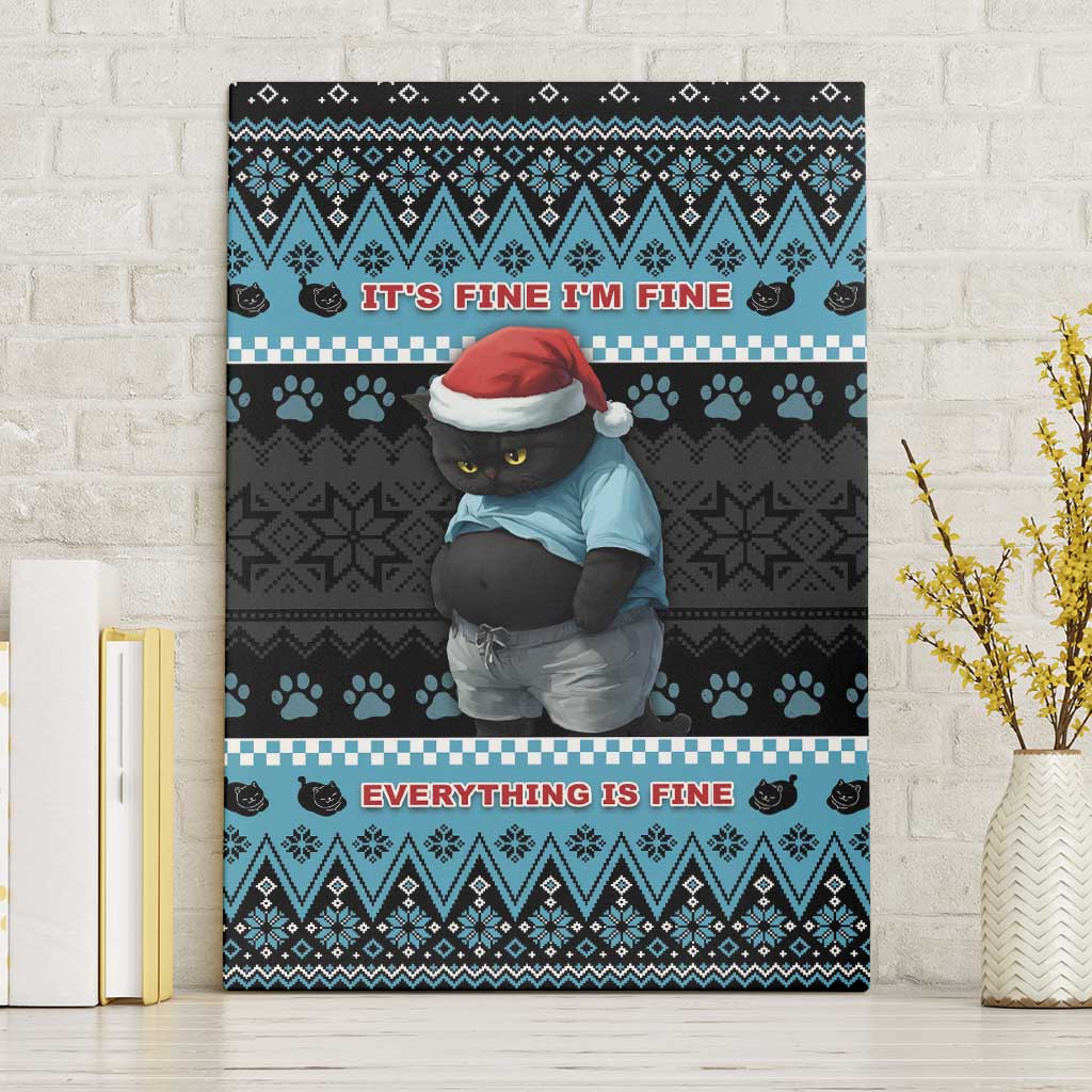 Cat Christmas Canvas Wall Art It’s Fine I’m Fine Everything Is Fine - Wonder Print Shop