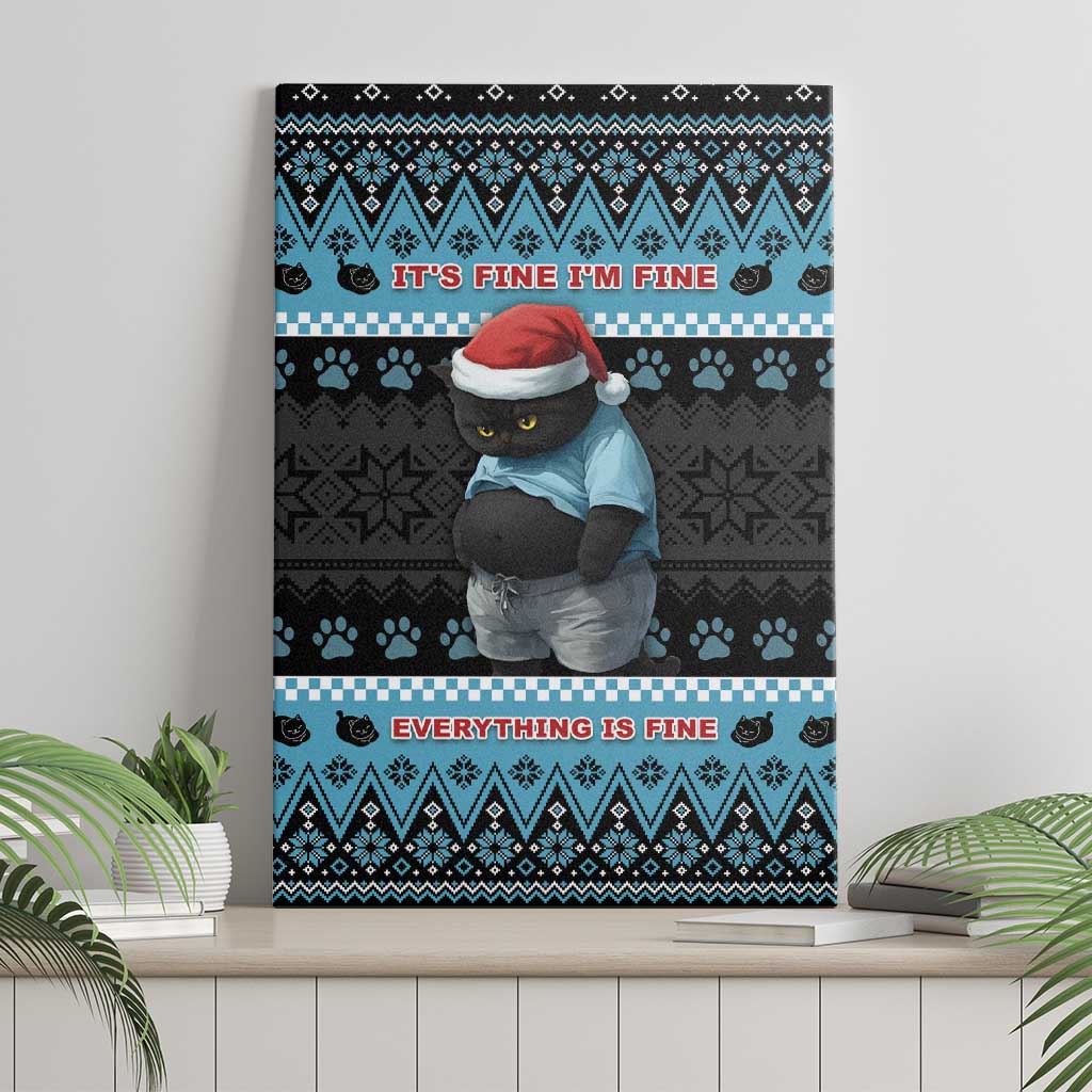 Cat Christmas Canvas Wall Art It’s Fine I’m Fine Everything Is Fine - Wonder Print Shop