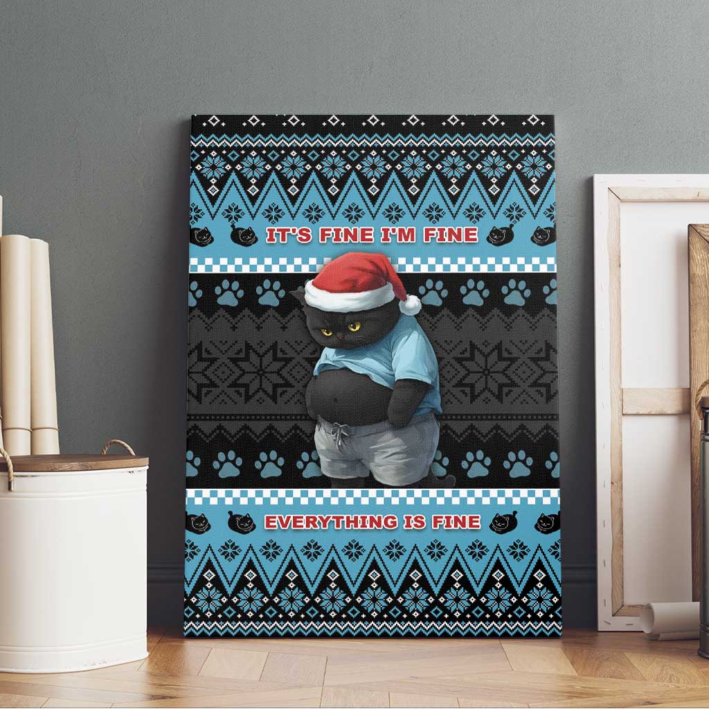Cat Christmas Canvas Wall Art It’s Fine I’m Fine Everything Is Fine - Wonder Print Shop