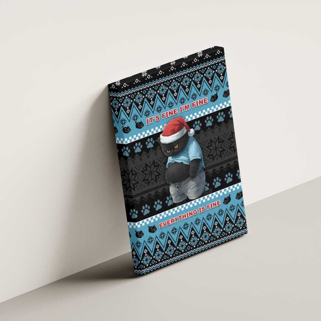 Cat Christmas Canvas Wall Art It’s Fine I’m Fine Everything Is Fine - Wonder Print Shop