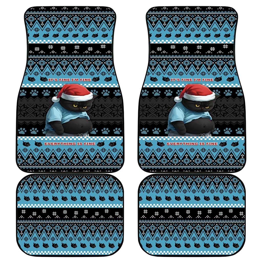 Cat Christmas Car Mats It’s Fine I’m Fine Everything Is Fine - Wonder Print Shop