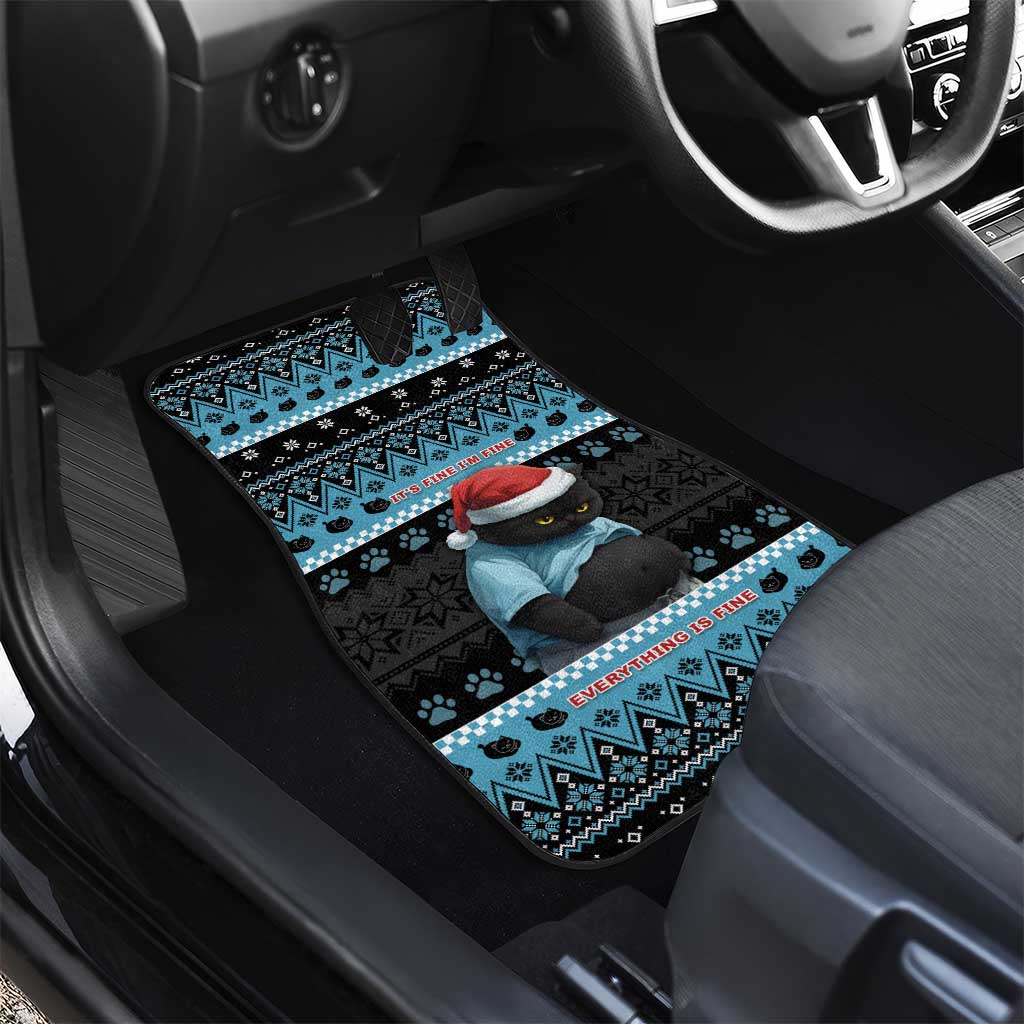 Cat Christmas Car Mats It’s Fine I’m Fine Everything Is Fine - Wonder Print Shop
