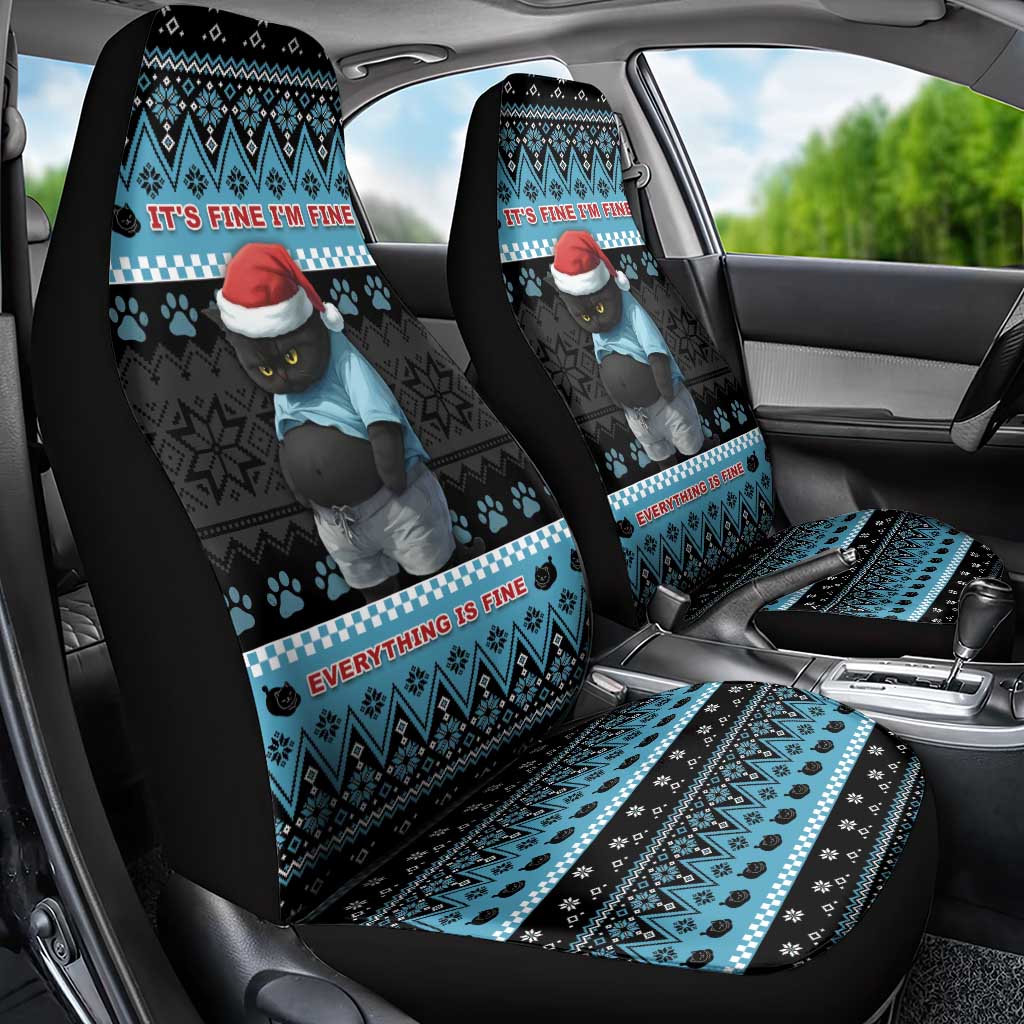 Cat Christmas Car Seat Cover It’s Fine I’m Fine Everything Is Fine - Wonder Print Shop