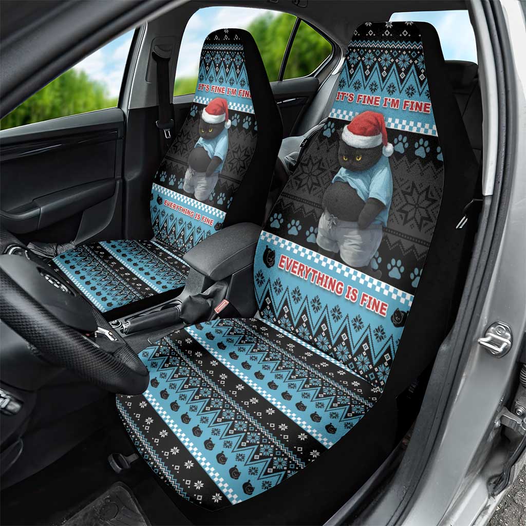 Cat Christmas Car Seat Cover It’s Fine I’m Fine Everything Is Fine - Wonder Print Shop