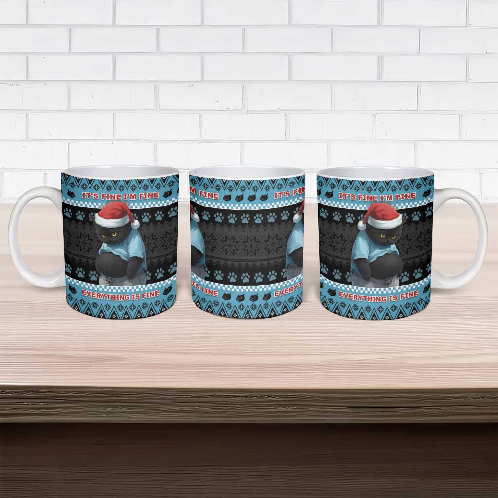 Cat Christmas Ceramic Mug It’s Fine I’m Fine Everything Is Fine - Wonder Print Shop