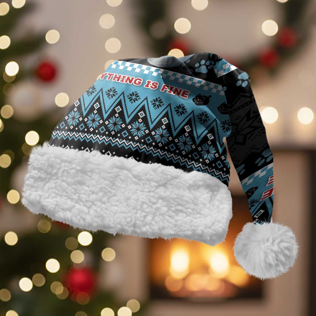 Cat Christmas Santa Hat It’s Fine I’m Fine Everything Is Fine - Wonder Print Shop