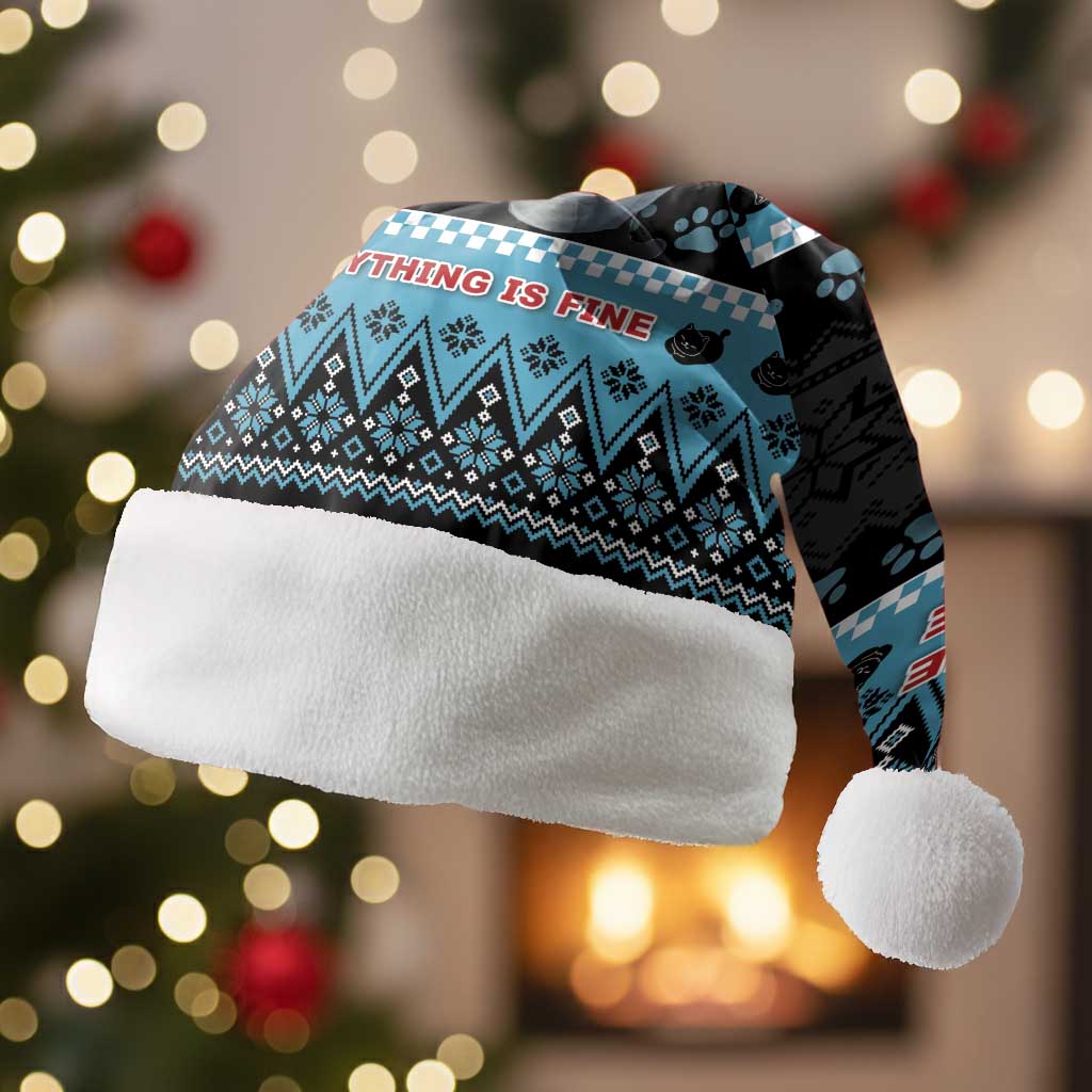 Cat Christmas Santa Hat It’s Fine I’m Fine Everything Is Fine - Wonder Print Shop