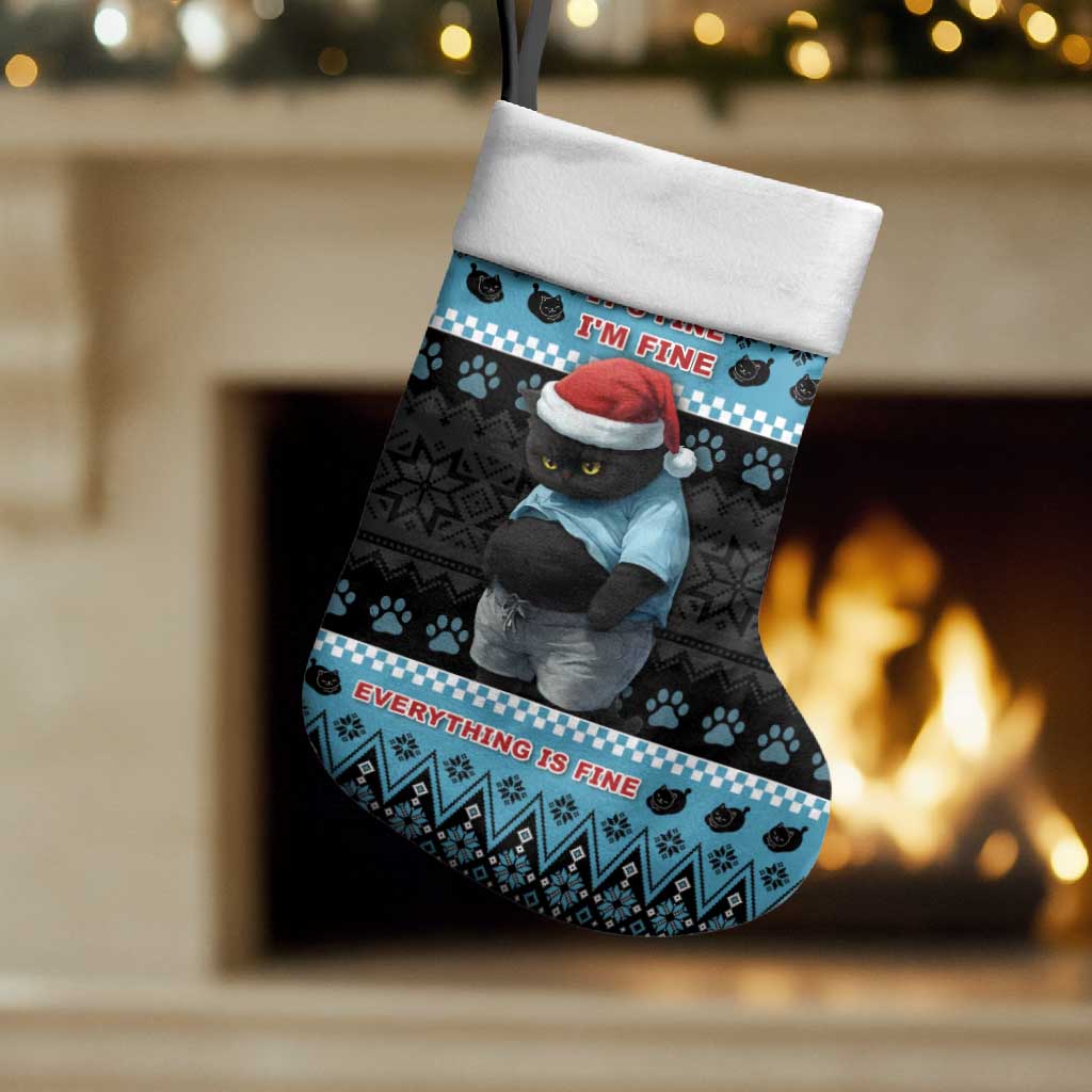 Cat Christmas Stocking It’s Fine I’m Fine Everything Is Fine - Wonder Print Shop