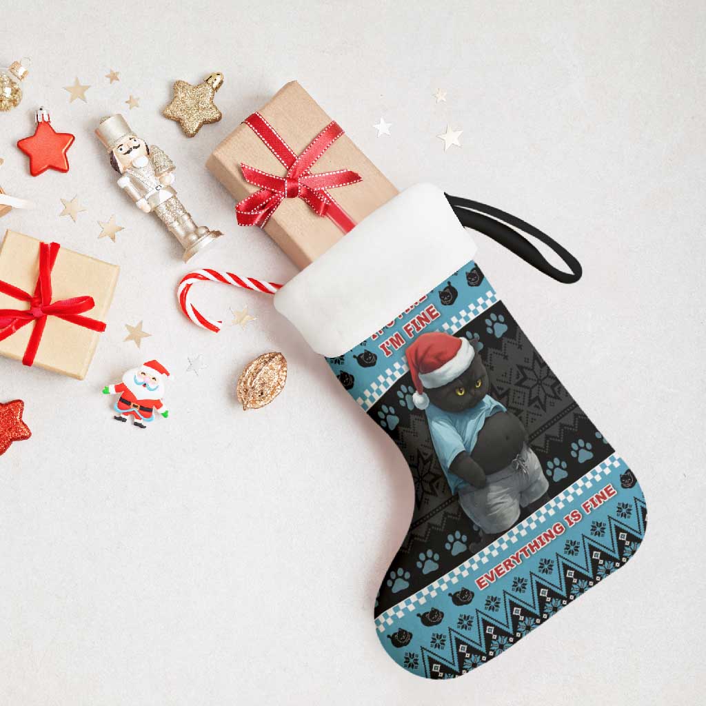 Cat Christmas Stocking It’s Fine I’m Fine Everything Is Fine - Wonder Print Shop