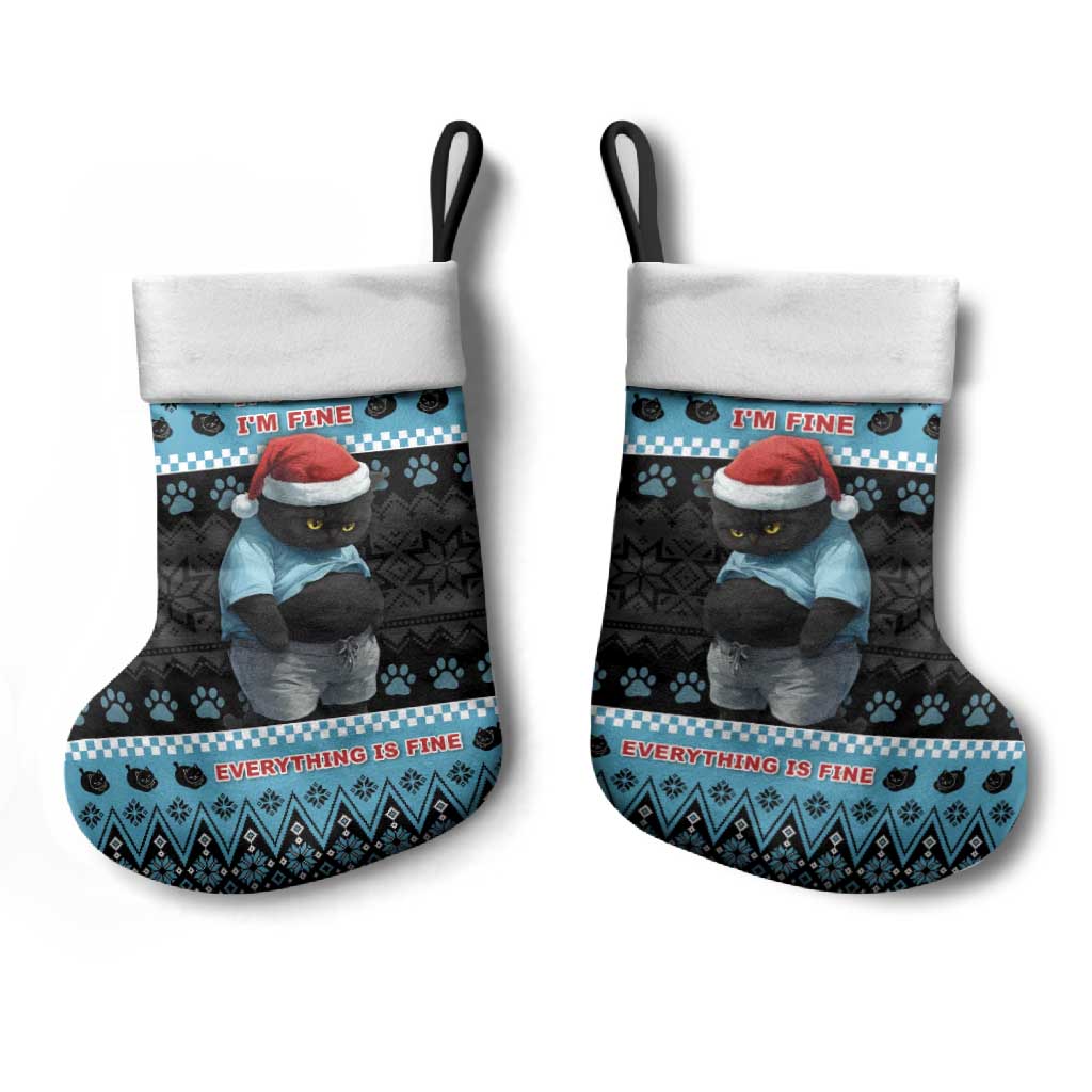Cat Christmas Stocking It’s Fine I’m Fine Everything Is Fine - Wonder Print Shop