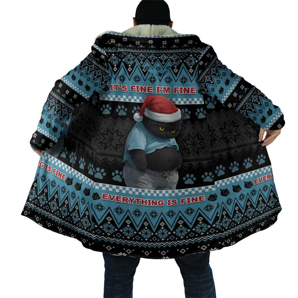 Cat Christmas Cloak It’s Fine I’m Fine Everything Is Fine - Wonder Print Shop